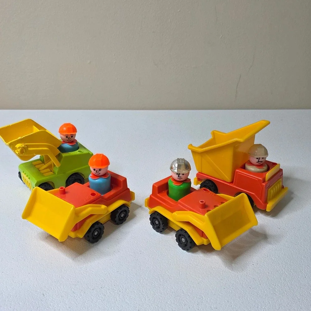 Vintage Fisher Price Little People Construction Vehicle Set Vehicles Workers